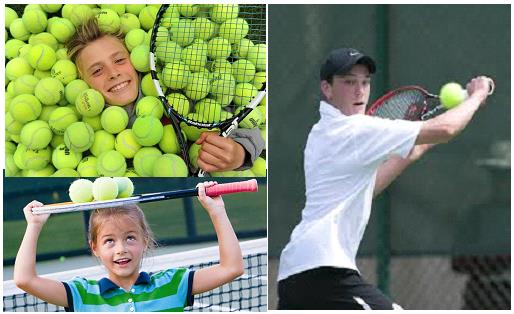 Collage of kids playing tennis 